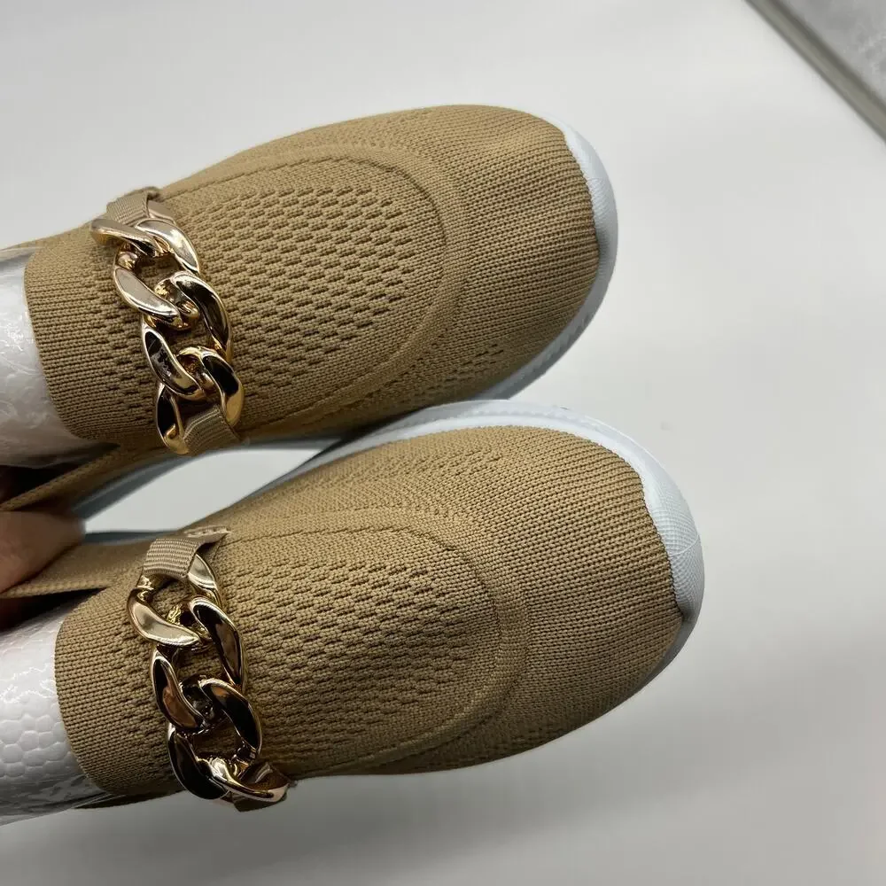 Sneakers Trendy Mesh Loafers Breathable Slip on Shoes Brown Size 6.5US / 37CN